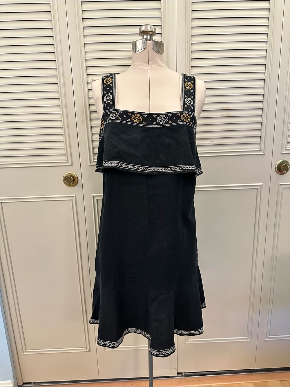 Madewell | Cotton | Black Embroidered Strap Sundress